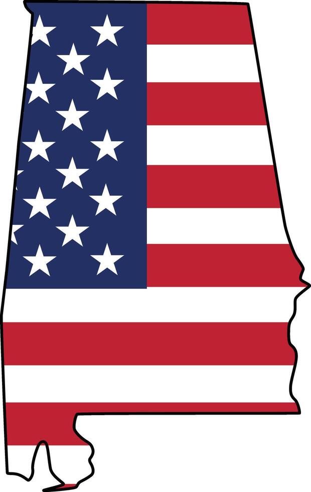 Map of Alabama State Design with USA Flag vector