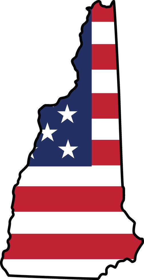 Map of New Hampshire State Design with USA Flag vector