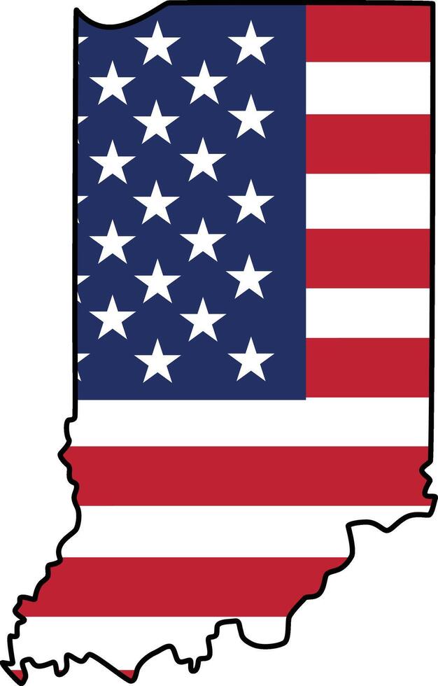 Map of Indiana State Design with USA Flag vector