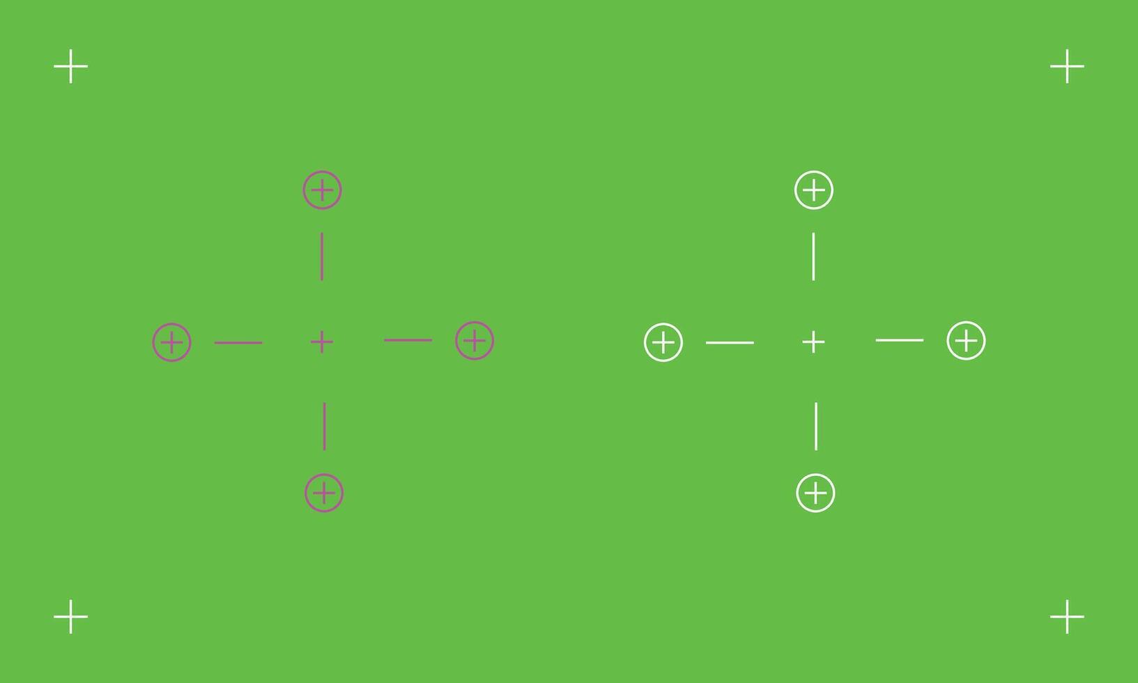 Green Screen with Camera Focus Overlay Tracking Markers Chroma Key with Green Screen Background. vector