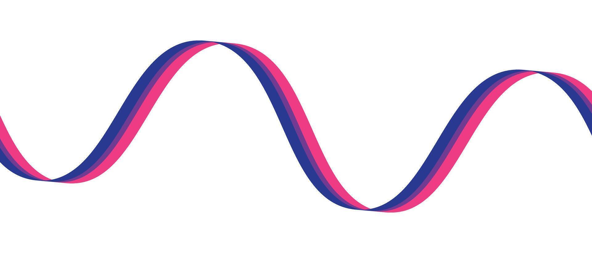 Illustration of the Bisexual Pride on Waving Ribbon. Bisexual Pride Flag Symbol of Patriotism and Freedom. vector