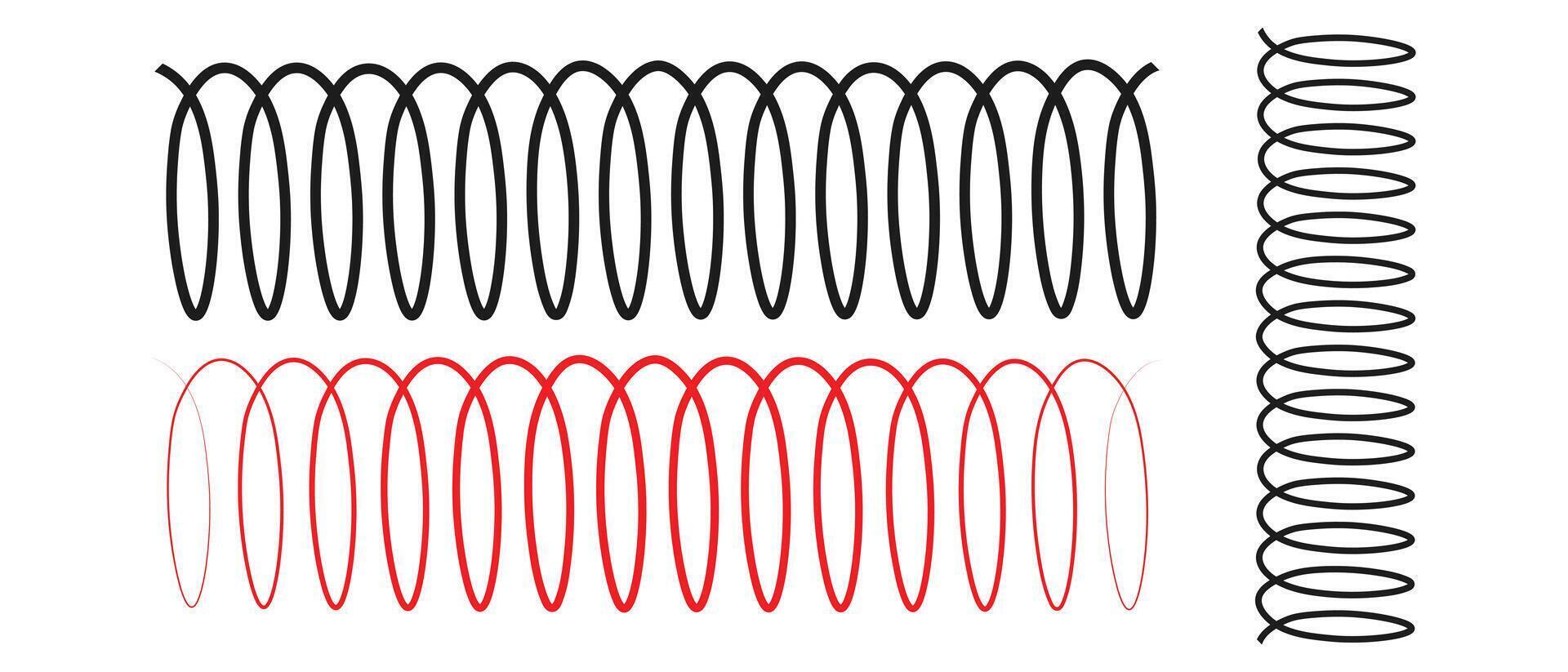 Illustration of Spiral Spring icon in Black and Red. vector