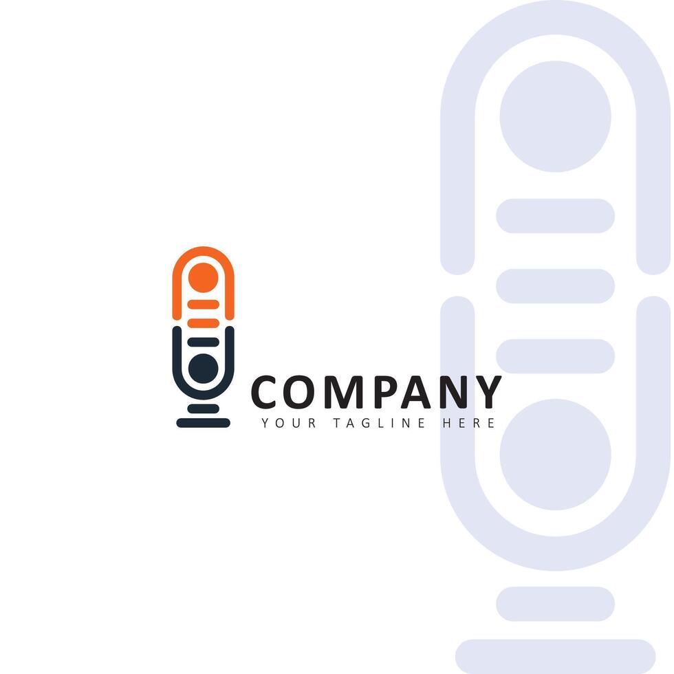 N and U Letter Logo with Microphone Silhouette for Podcast Media Communication and Social Branding vector