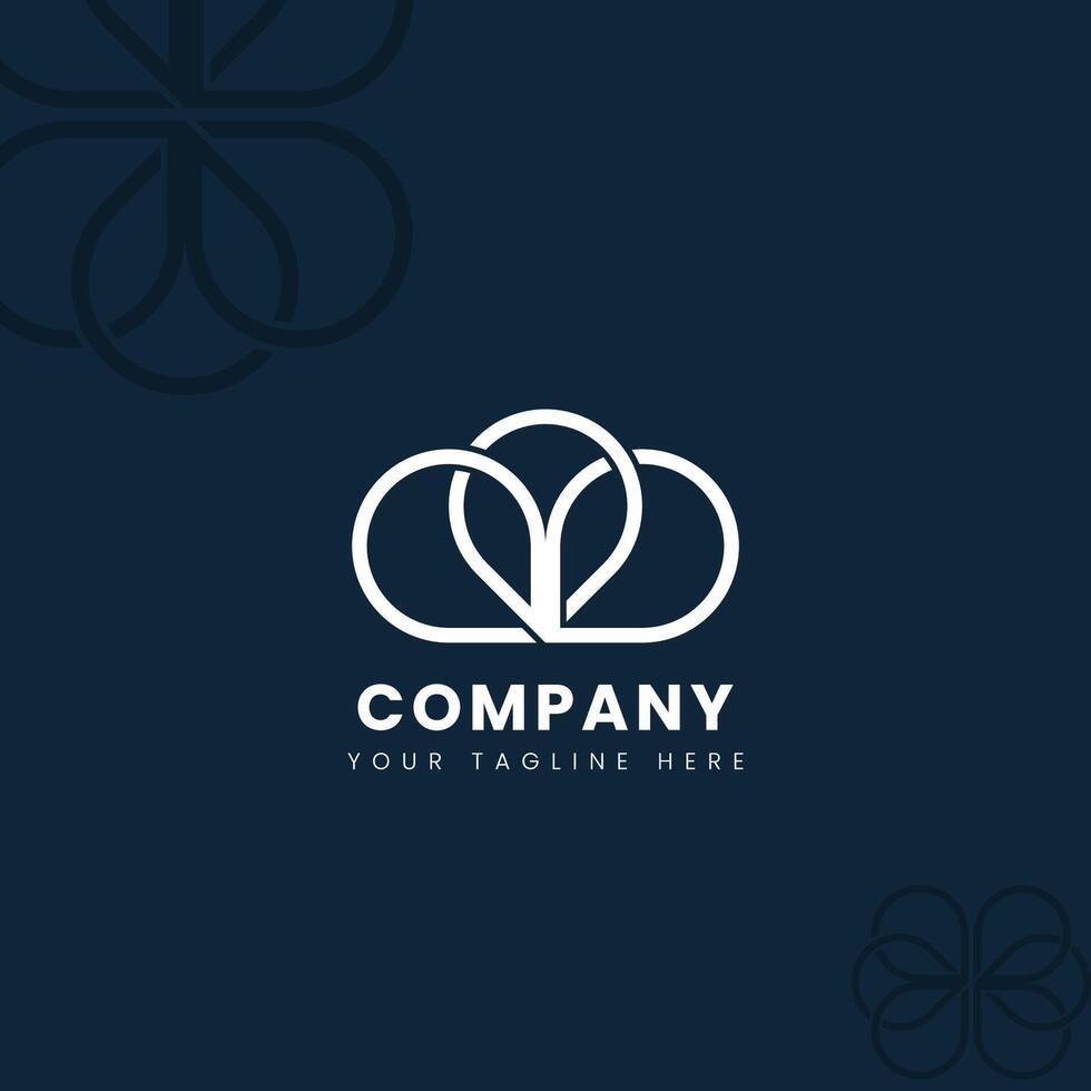 Minimalist Cloud Leaf Logo Design for Eco Technology Company vector