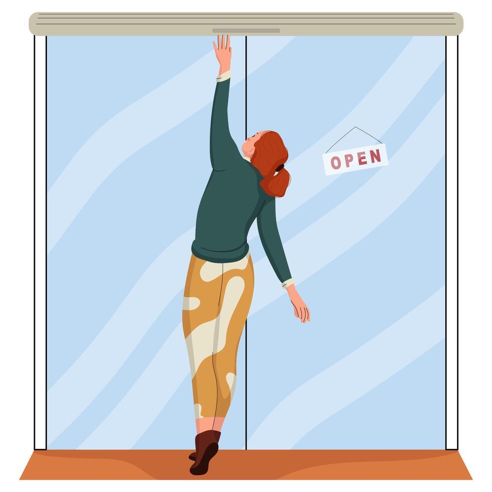 Women Opening Store vector