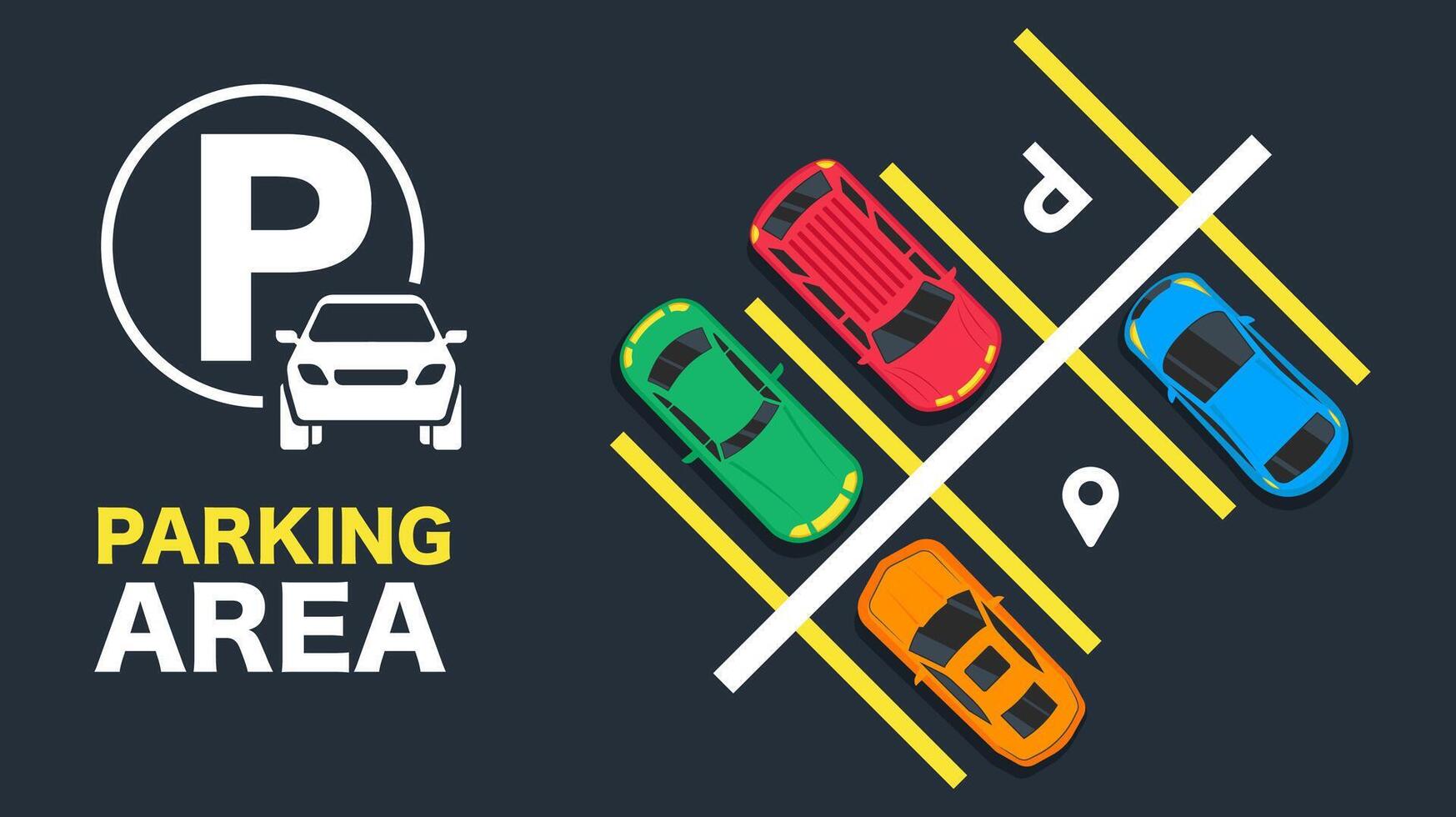Poster. Parking Area with Cars in Top View City Style vector