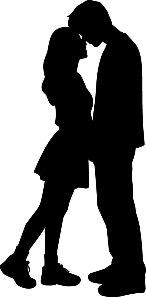 Silhouette of Romantic Couple Standing Close vector