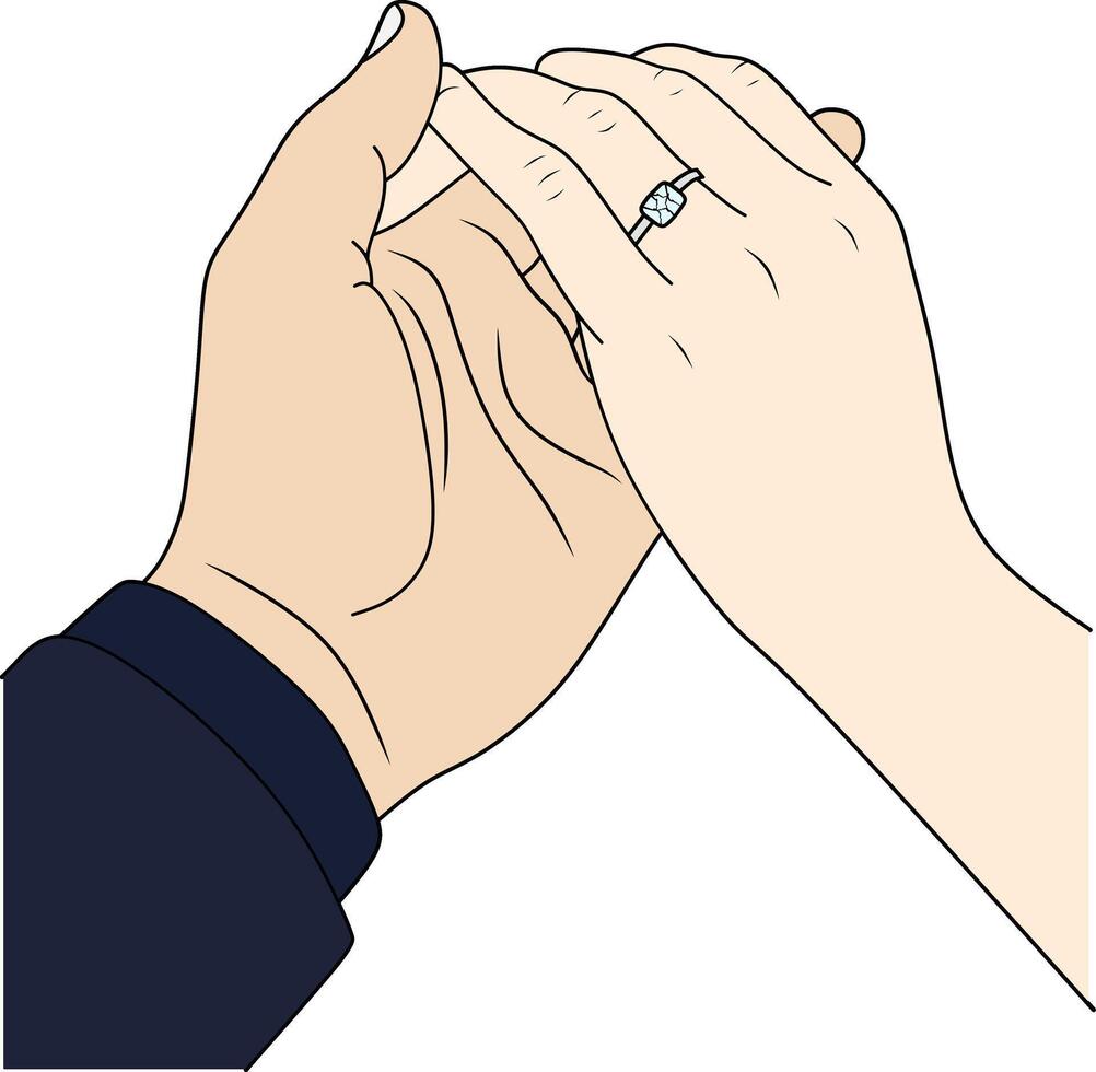 Engagement Couple Holding Hands vector