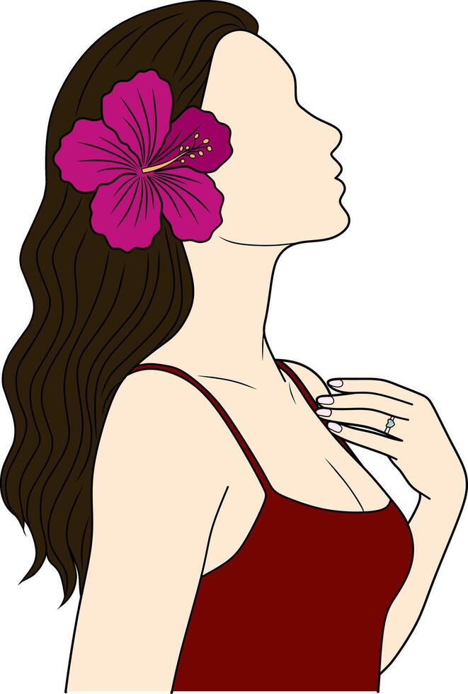 A Woman with Flower in Hair vector