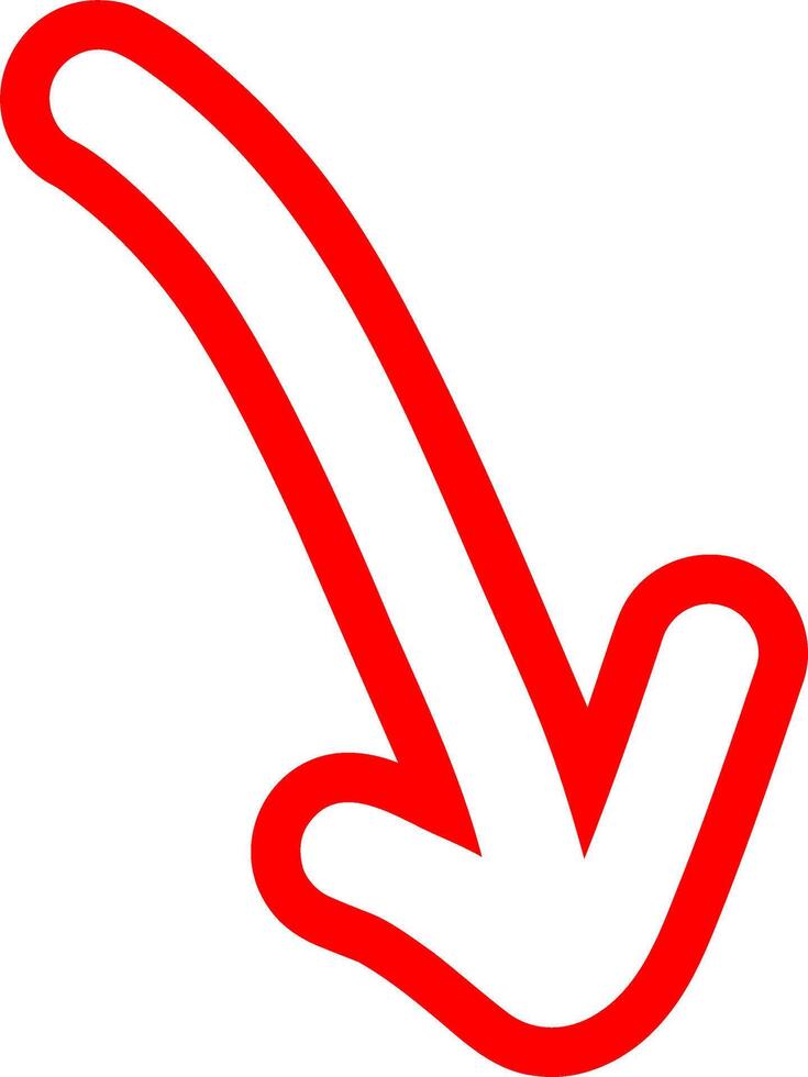 Simple Red Outline Arrow With Doodle Feel vector