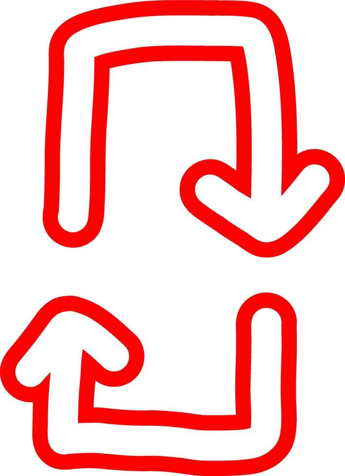 Red Marker Doodle Arrow With Outline vector