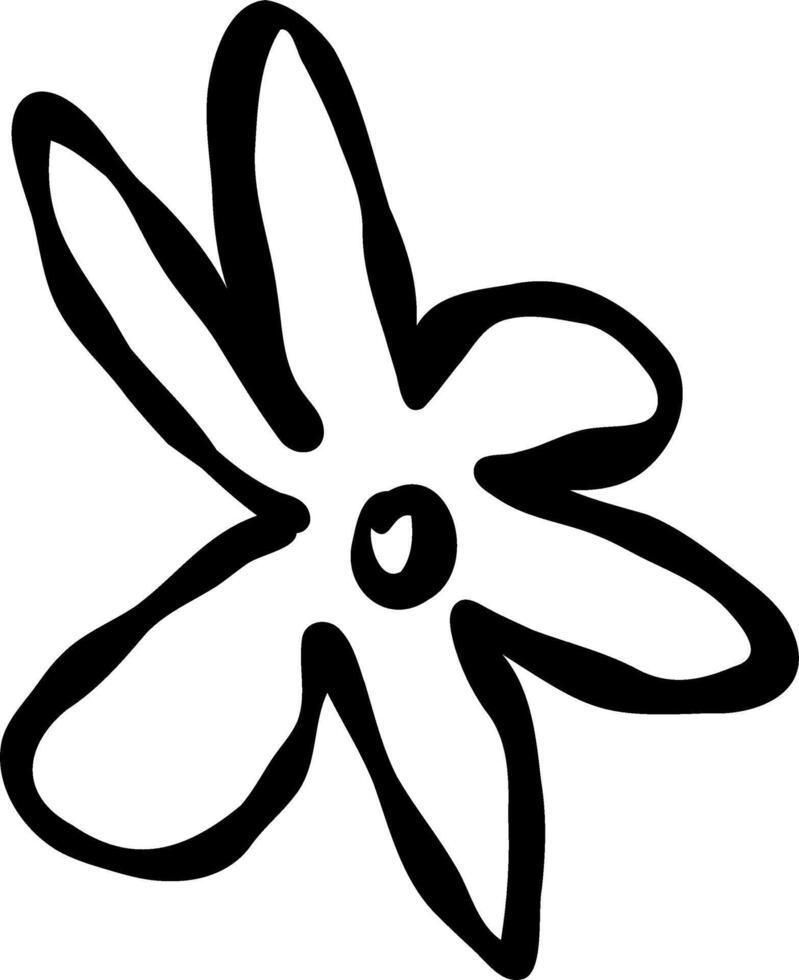 Bold Ink Flower Leafs Cute Style vector