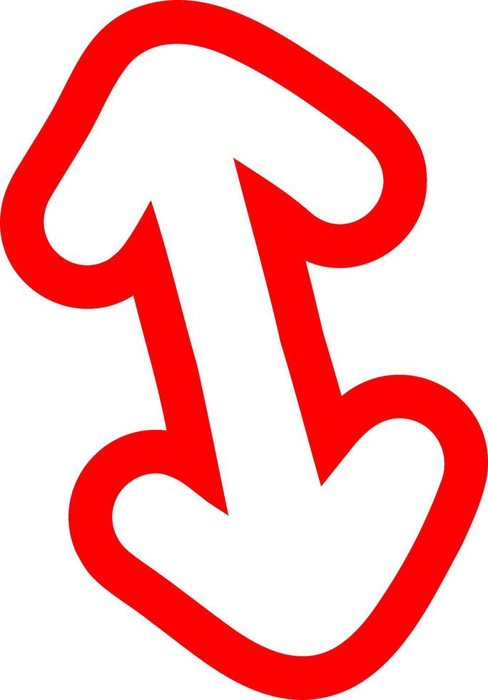 Arrow With Red Outline And Sketch Look vector