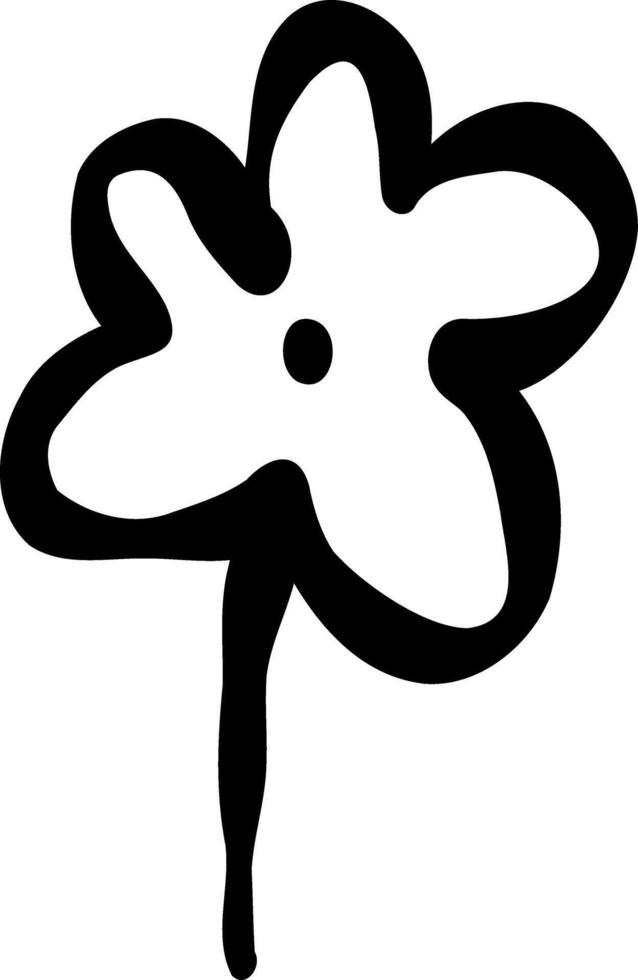 Black Bold Ink Flower Leafs Design vector