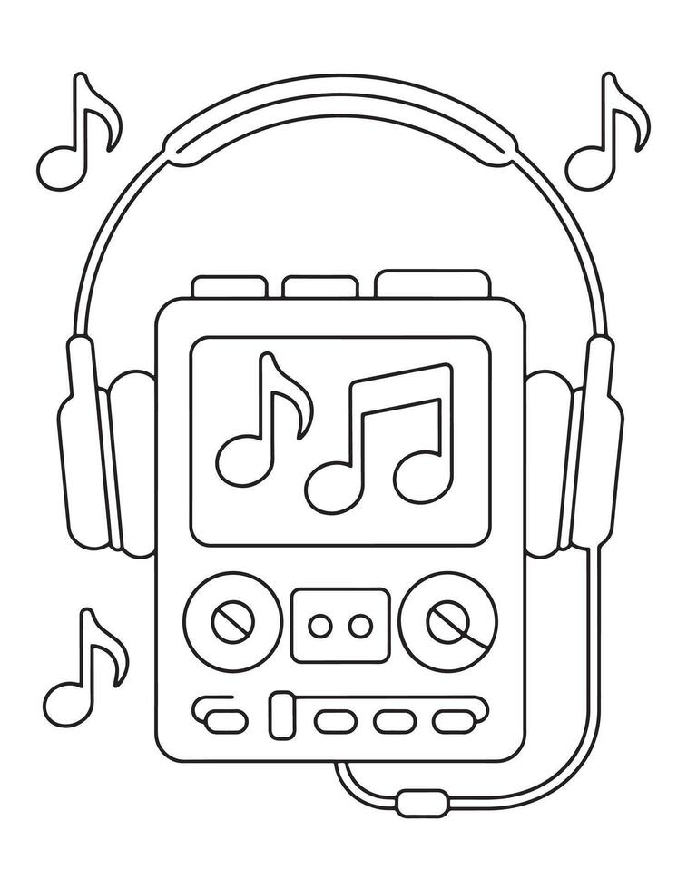 A music player with headphones and music notes vector