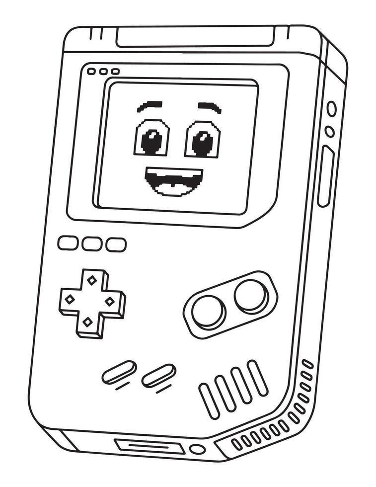 A coloring page with a game boy vector