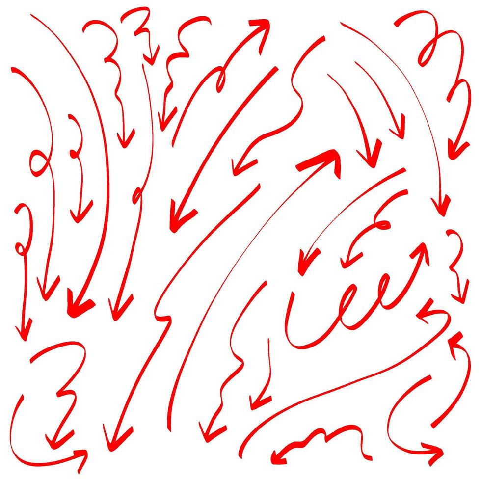 Red Arrows in Sketchy Doodle Style vector