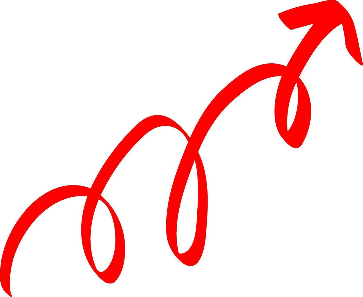 Freehand Arrow in Red Ink Pen vector