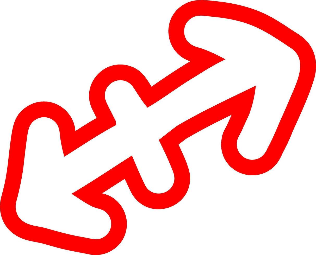 Outlined Arrow In Red Marker Style vector