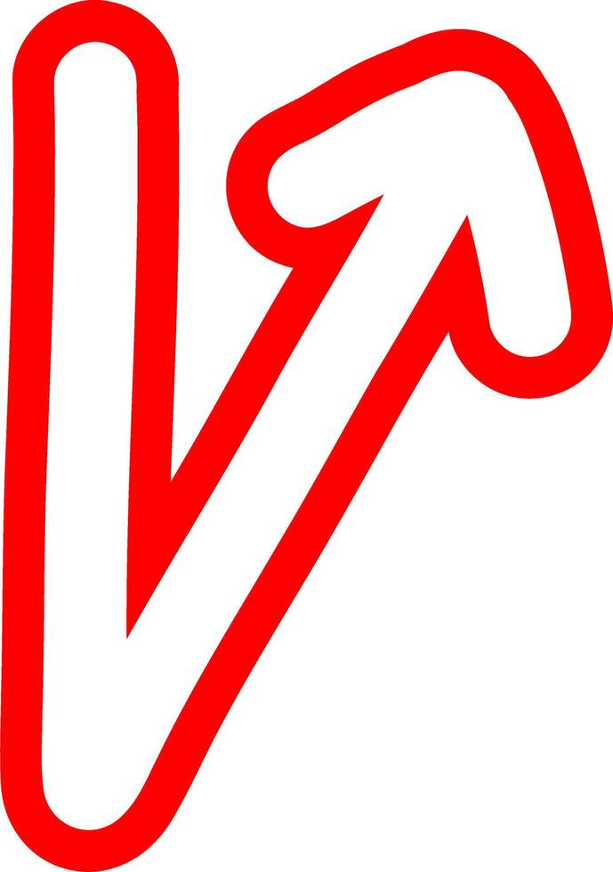 Outlined Red Directional Arrow Drawing vector