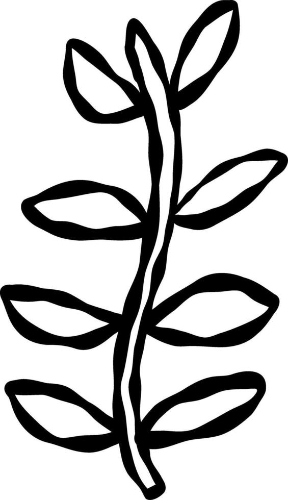 Black Ink Floral Leafs Cute Style vector