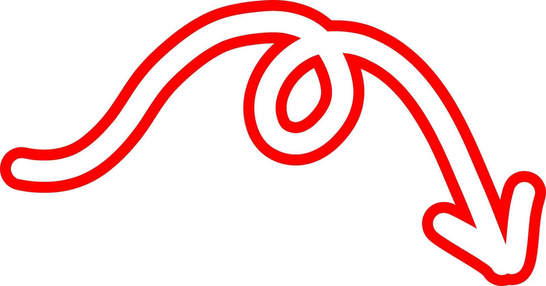 Outlined Red Arrow With Flowing Lines vector