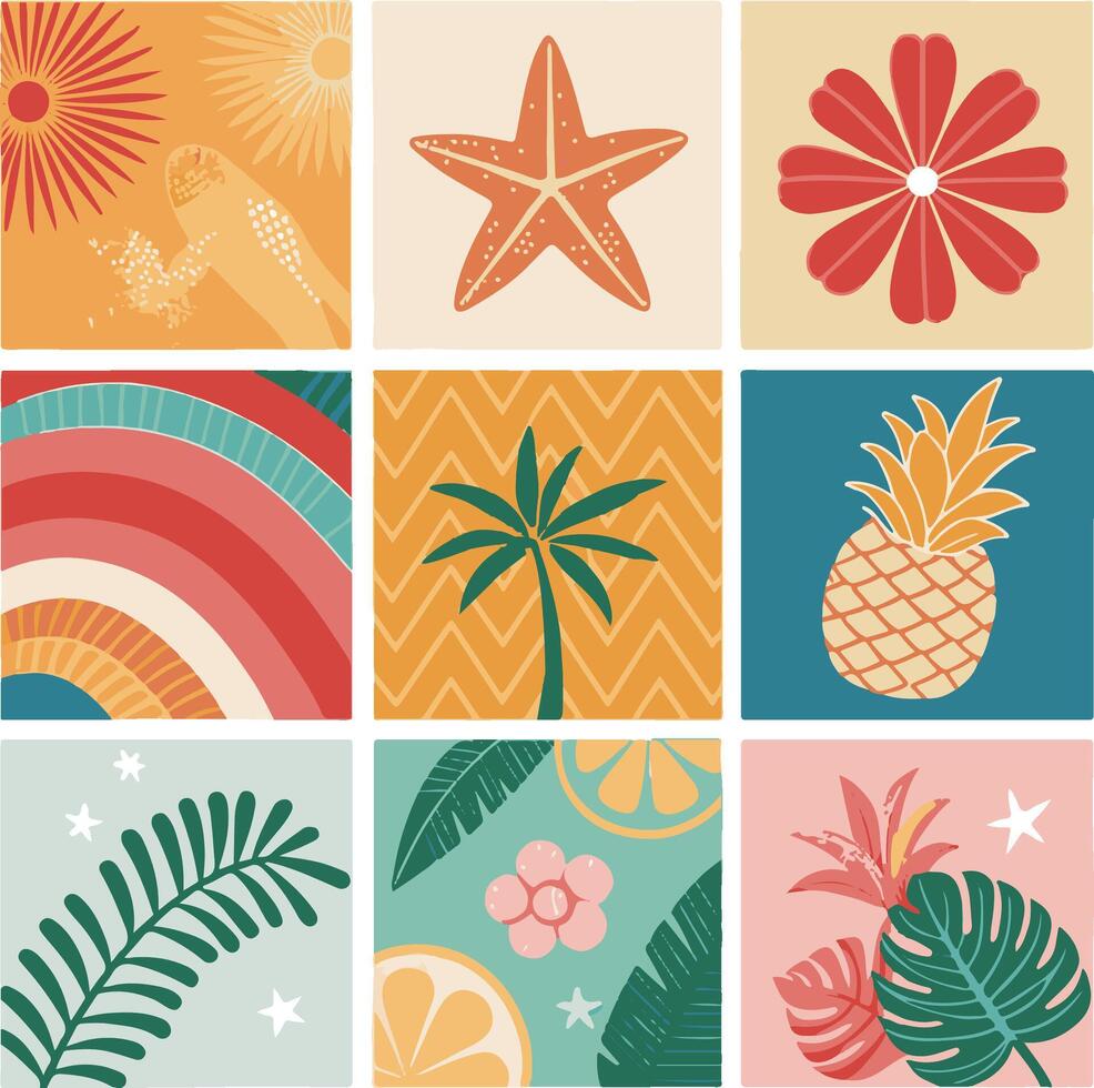 It's Tan O Clock Tropical Summer Vacation Illustrations vector