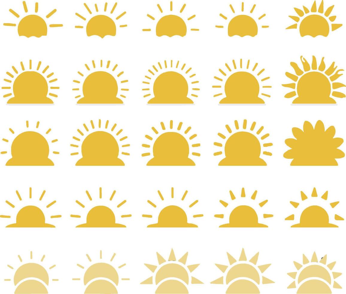 sun icons set Sun and Star Silhouette Icons vector