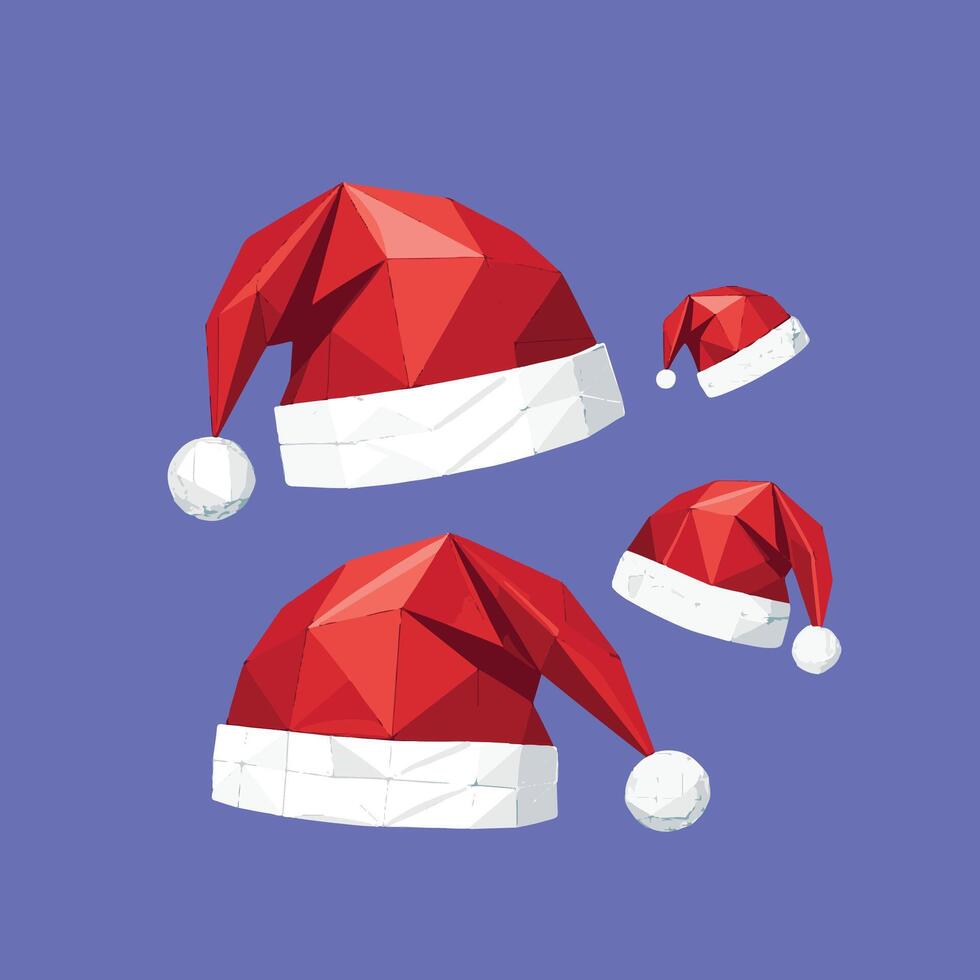 Low Poly Geometric Santa Hat Collection vector