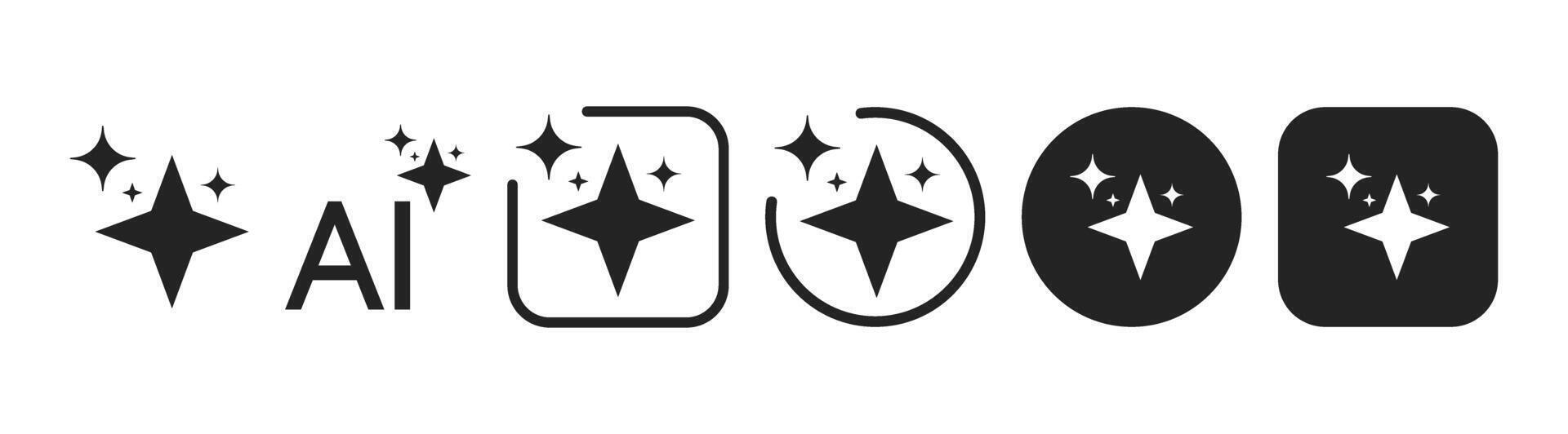 AI Artificial Intelligence Logo App Round Square Flat Icon Set Illustration vector