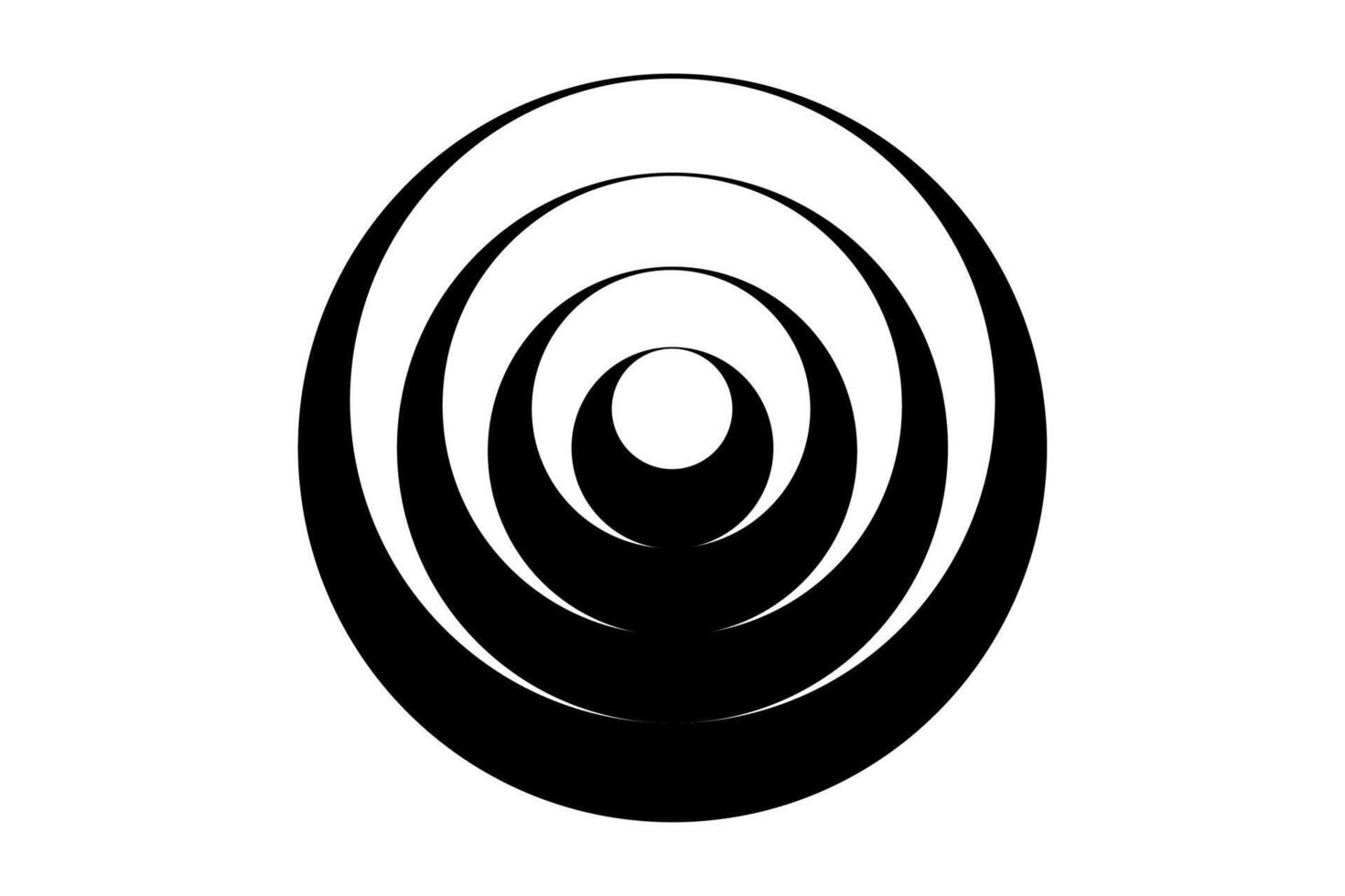 Abstract geometric logo, Concentric circles element, Black and white color rings. icon template, business design element isolated on white background vector