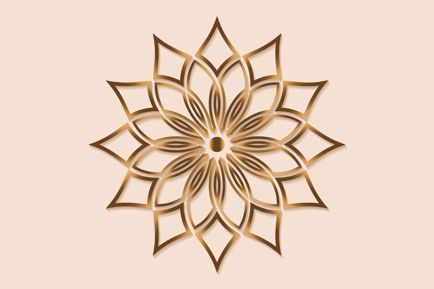 Gold Lotus Flower mandala of sacred ancient geometry. symbols and elements. Alchemy, religion, philosophy, astrology and spirituality themes. Golden Logo icon isolated on vintage background vector