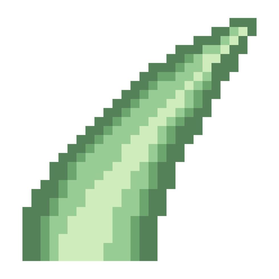 Aloe vera leaf cutout with pixel art isolated on white background vector