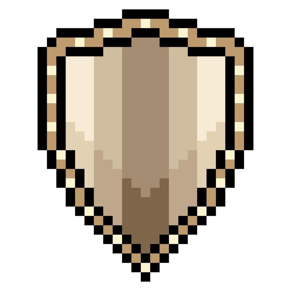 Shield with pixel art isolated on white background vector