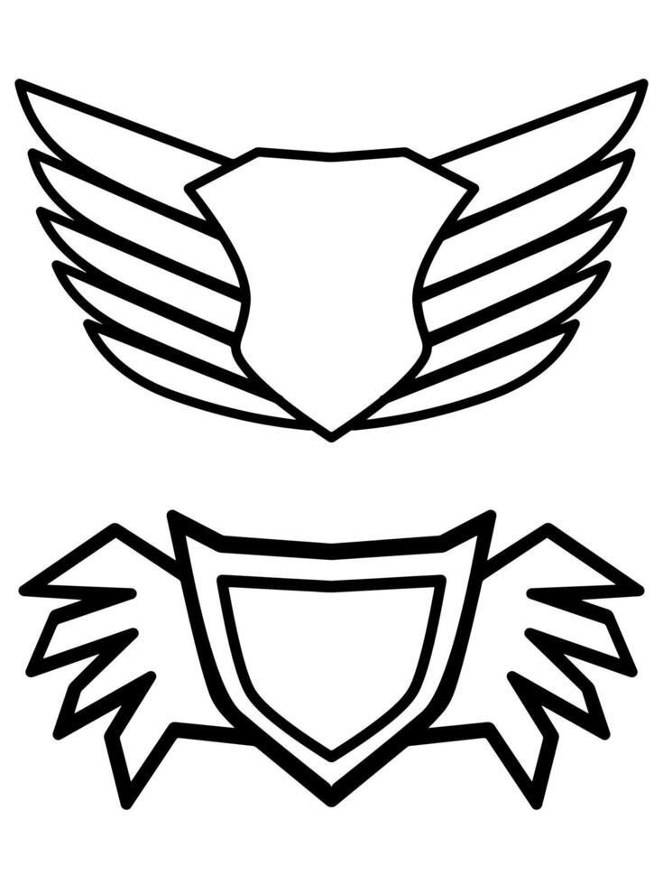 Simple shield with hand drawn wings vector