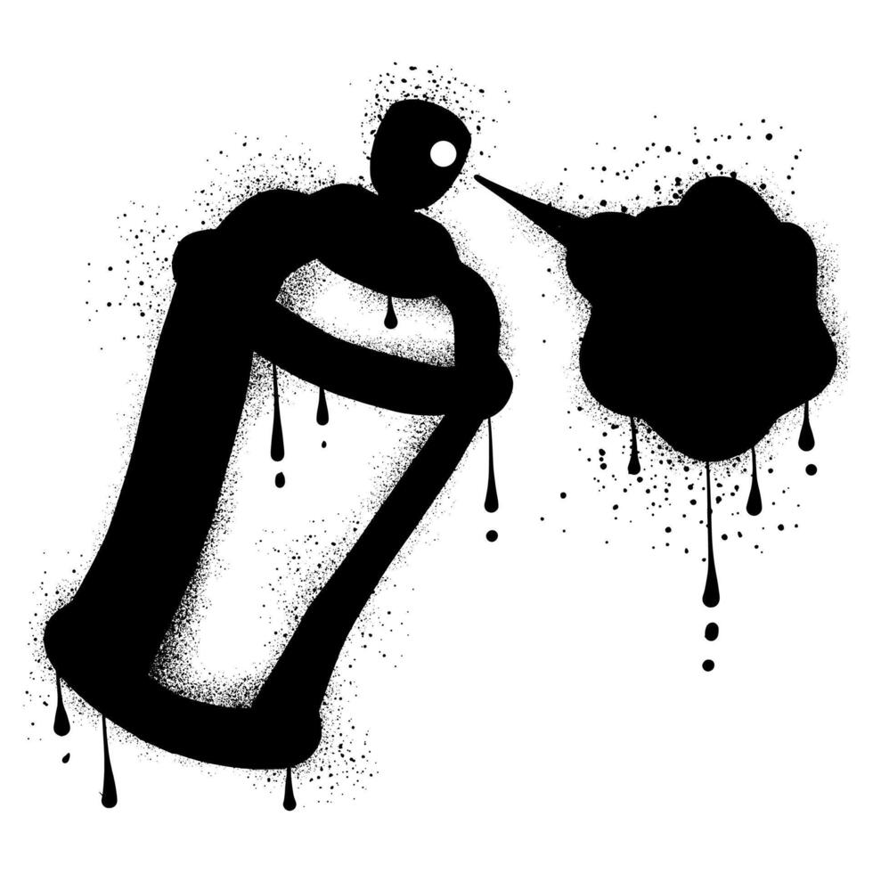 Black spray paint can with graffiti splatter vector