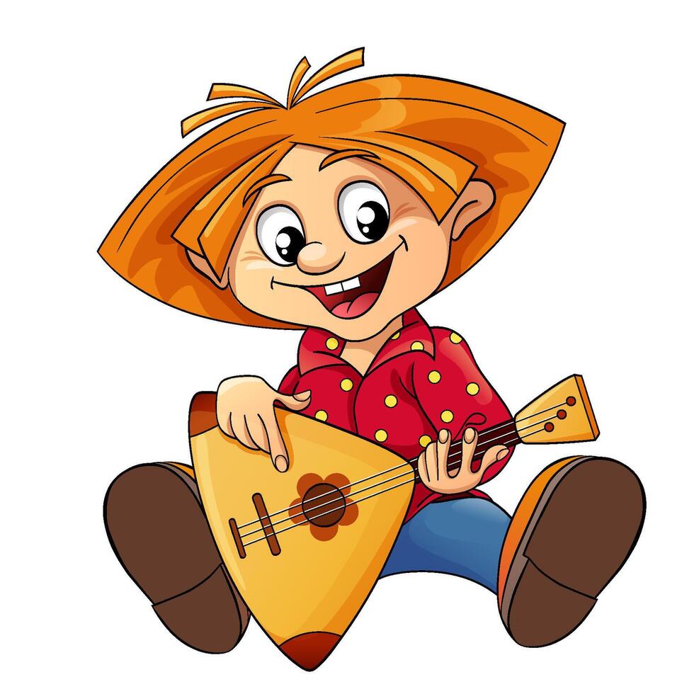 Brownie playing a balalaika. illustration isolated on white background vector