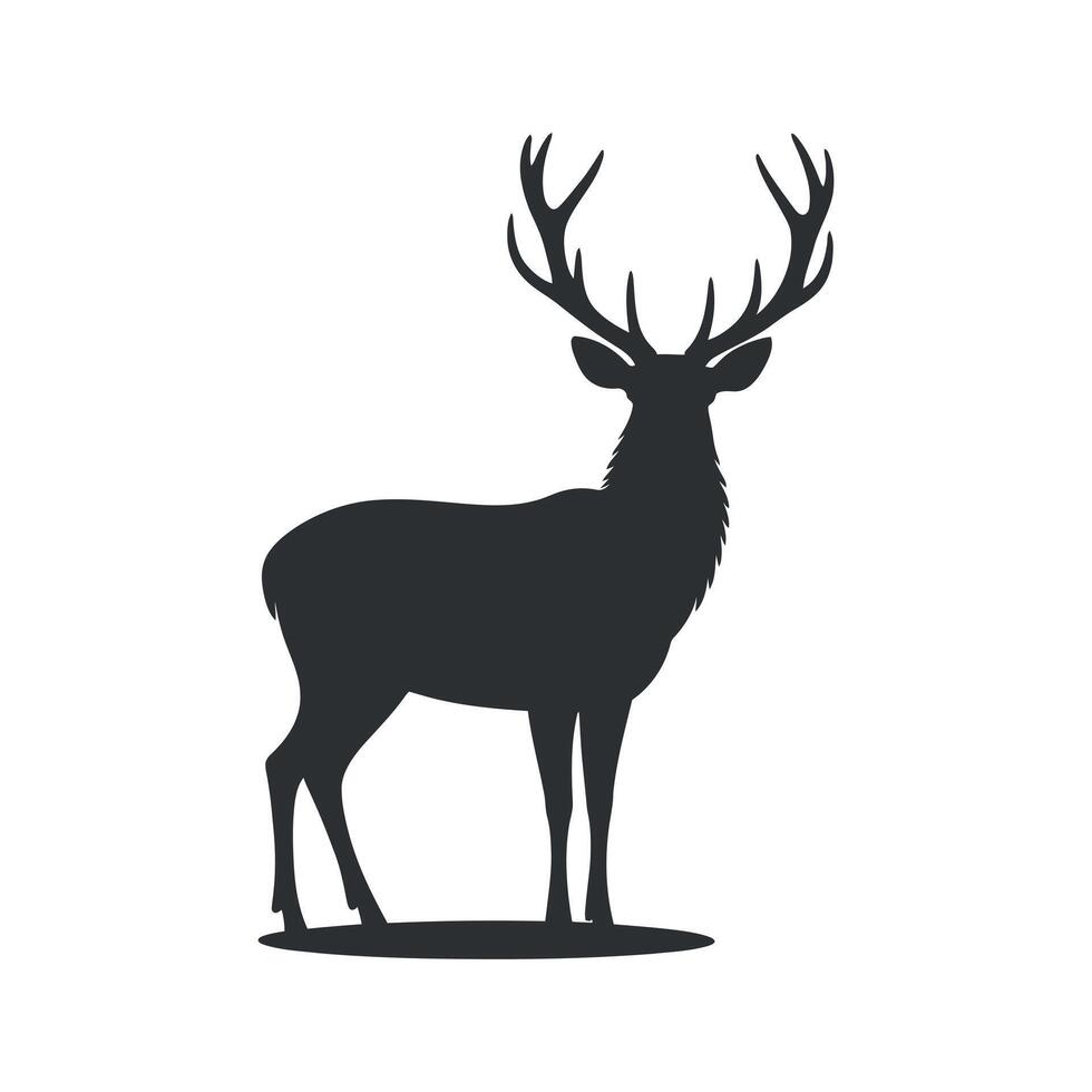 Majestic Silhouette of a Male Deer with Large Antlers Standing Proudly vector