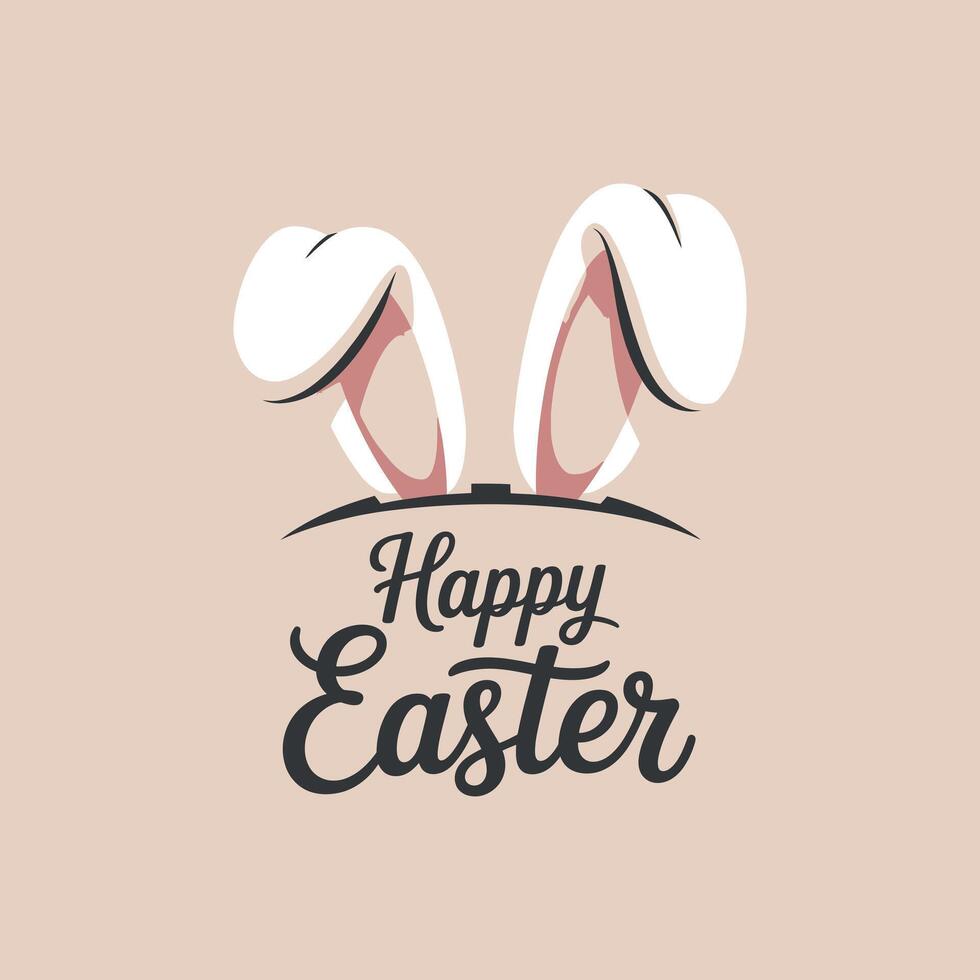 Happy Easter Bunny Ears Minimalist Design Pastel Background vector