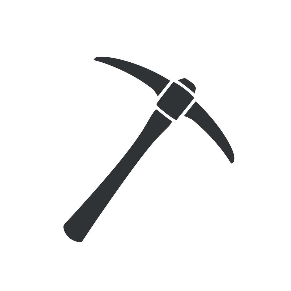 Simple Black Pickaxe Icon Isolated on White Background for Mining Industry on white background vector