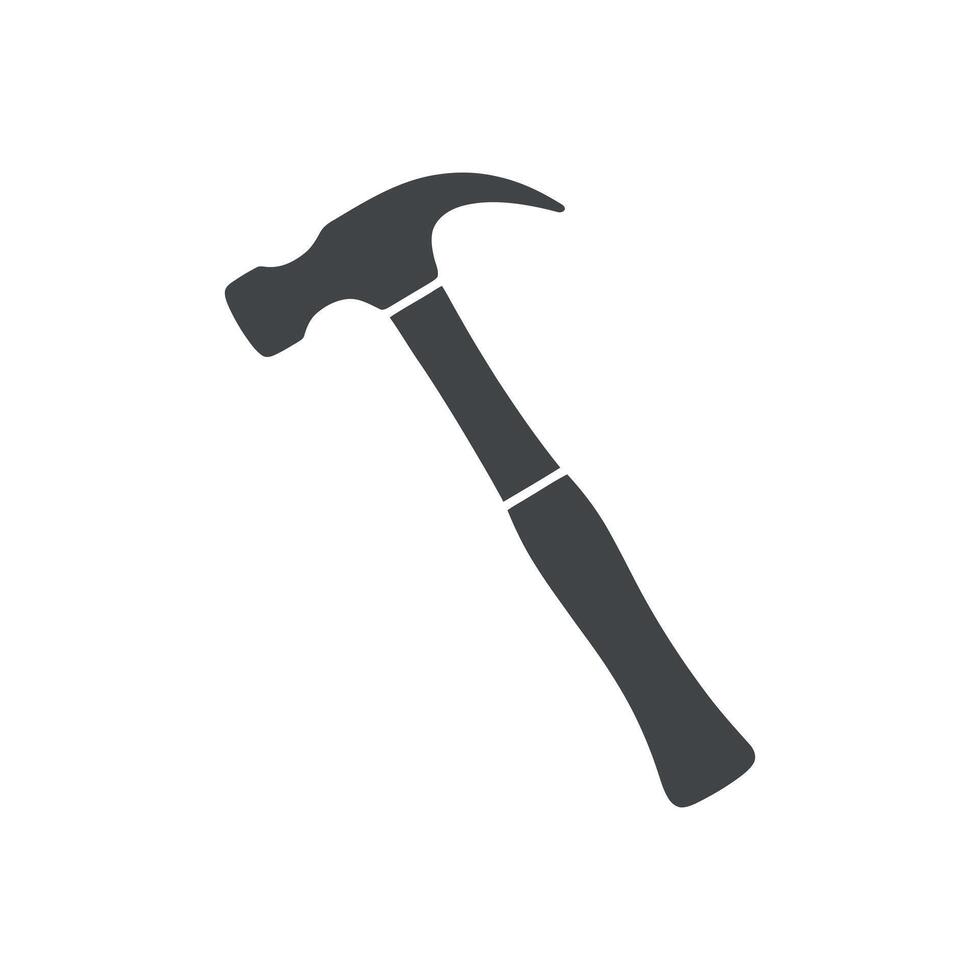 Simple Gray Hammer Icon Isolated on White Background for Construction Repair and DIY Projects vector