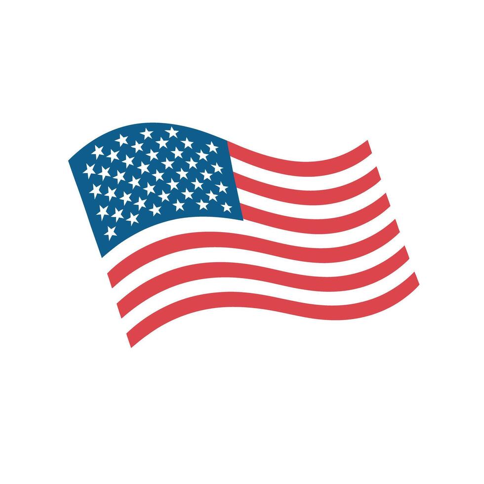 Waving American Flag Icon Simple Design for Patriotic Celebrations vector