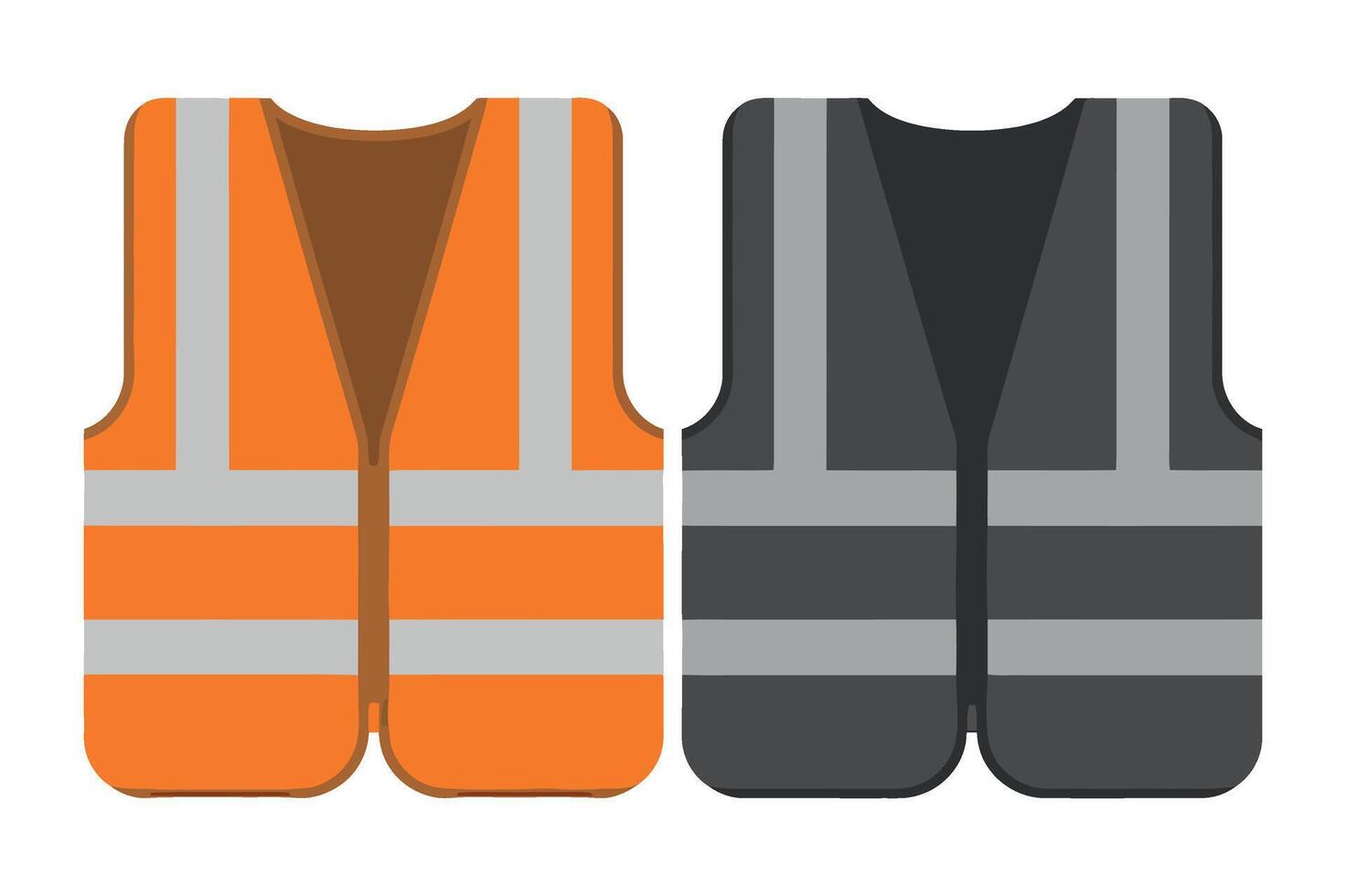 Orange and Gray Safety Vests with Reflective Stripes for Construction Workers and Road Workers vector