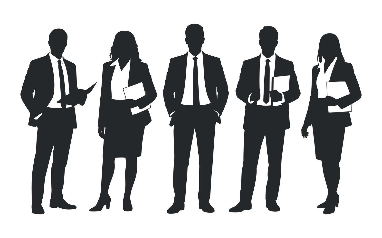 Silhouettes of a Diverse Business Team Holding Documents vector
