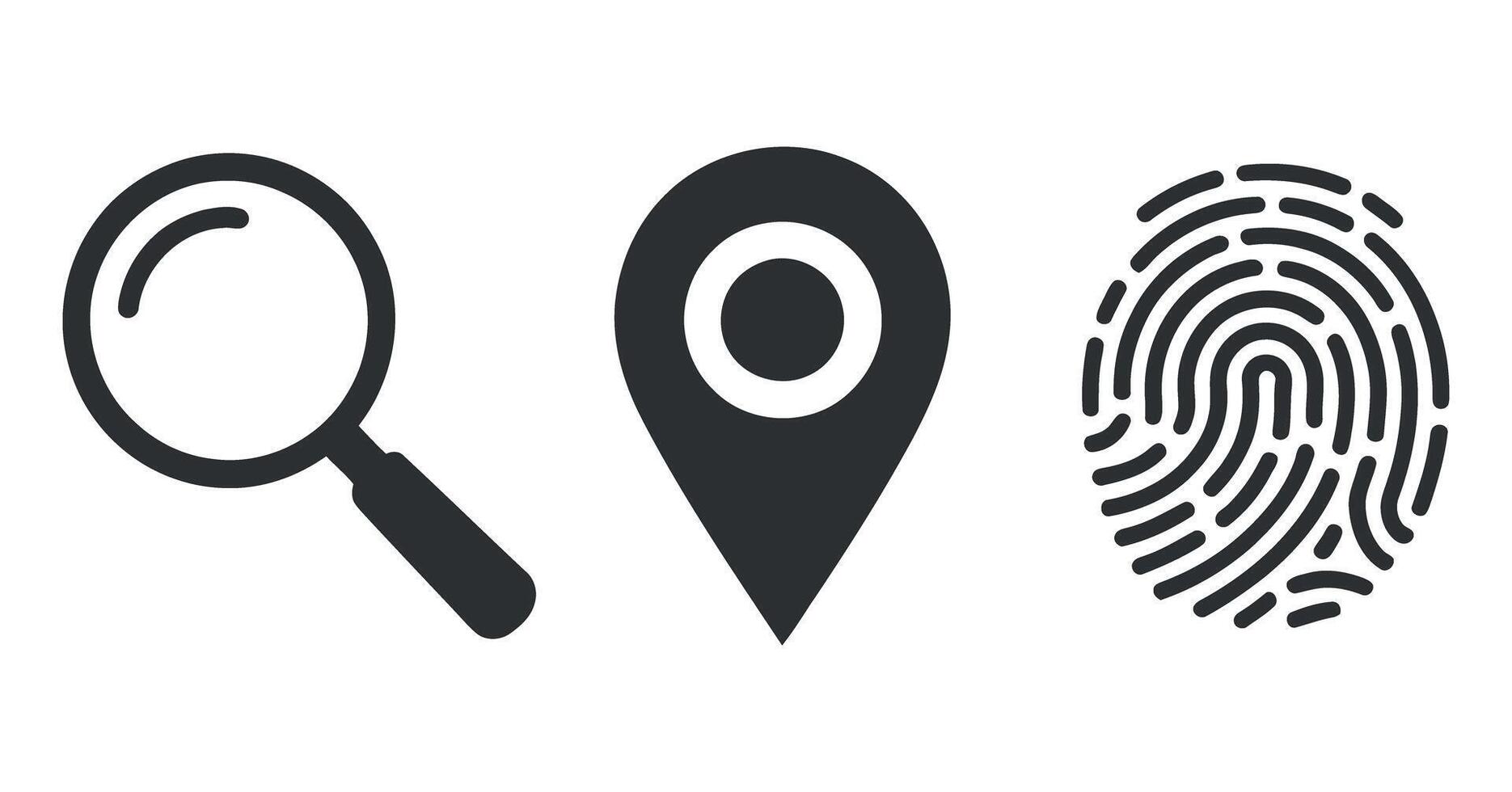 Search Location Fingerprint Identification Icons Set Simple Design vector