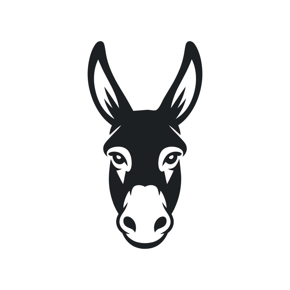 Stylized Donkey Head Illustration Black and White Farm Animal Icon vector