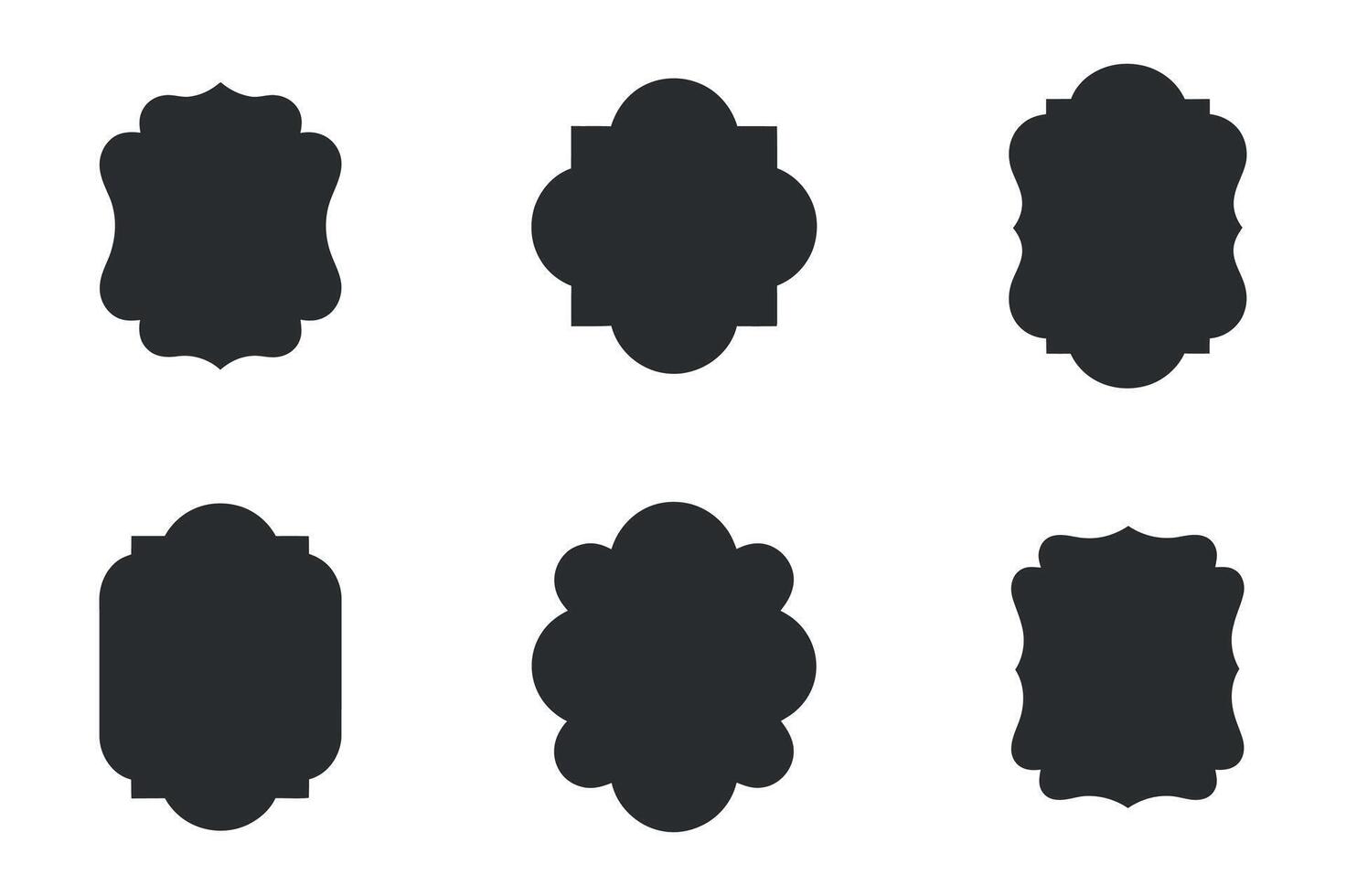Six Unique Ornamental Frames Black Silhouettes Set for Design Projects vector