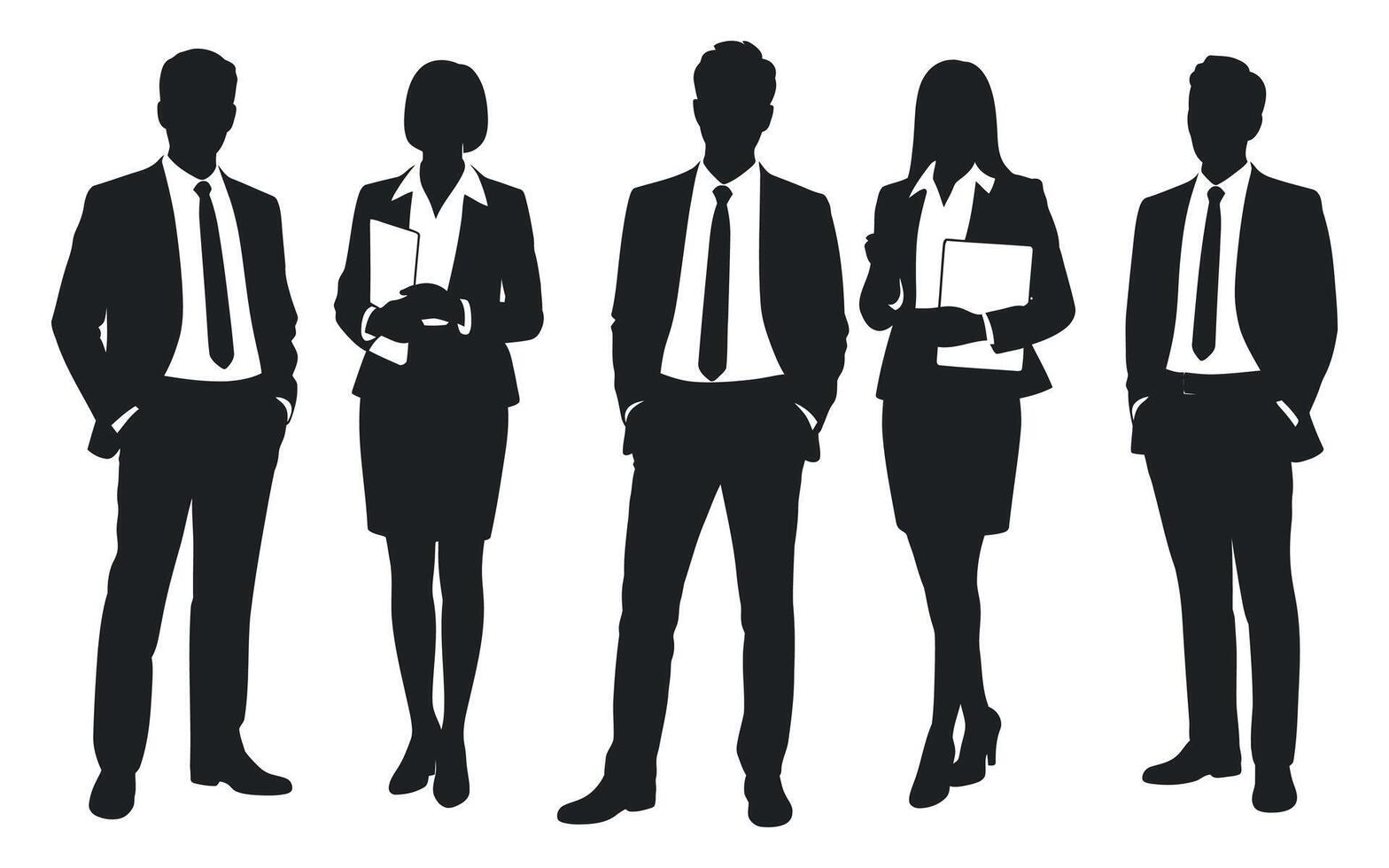 Silhouettes of a Diverse Business Team Standing Together in Formal Attire vector