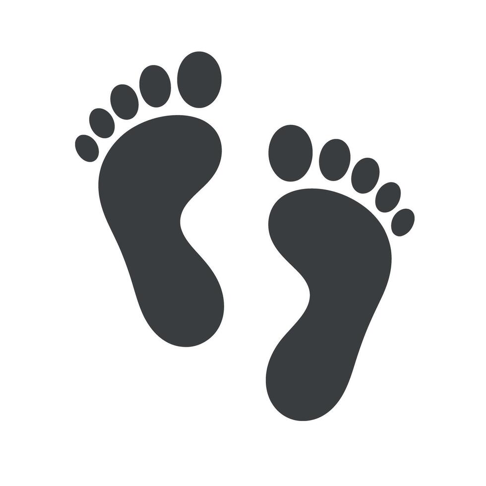 Simple Gray Footprint Icon Pair Childrens Feet Barefoot Walking Steps vector
