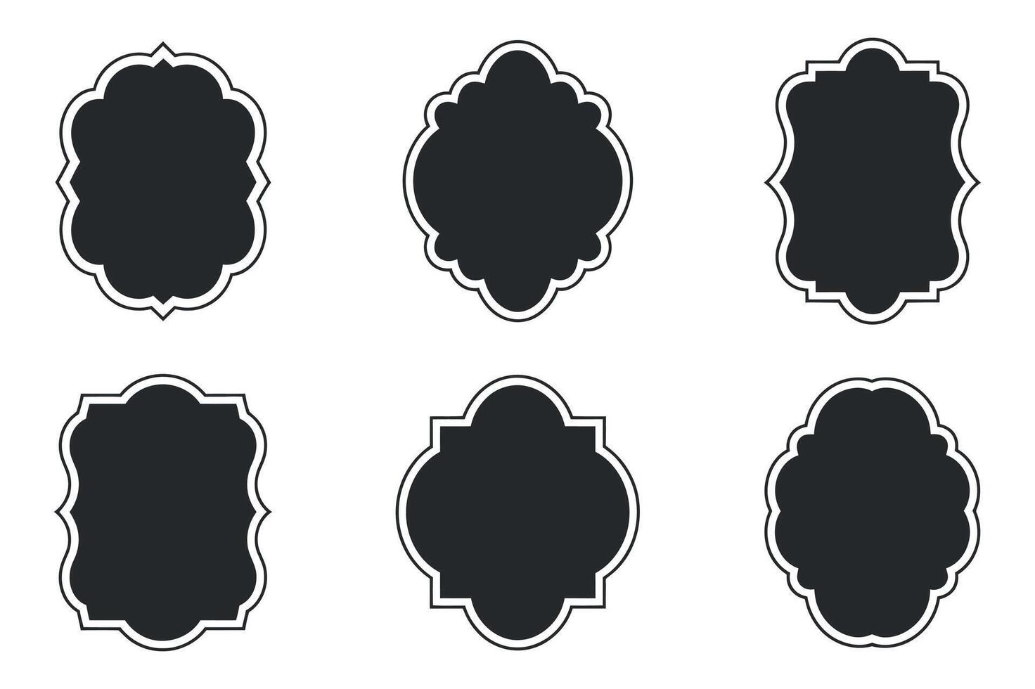 Six Elegant Ornamental Frames Black and White Design Elements for Branding and Decoration vector